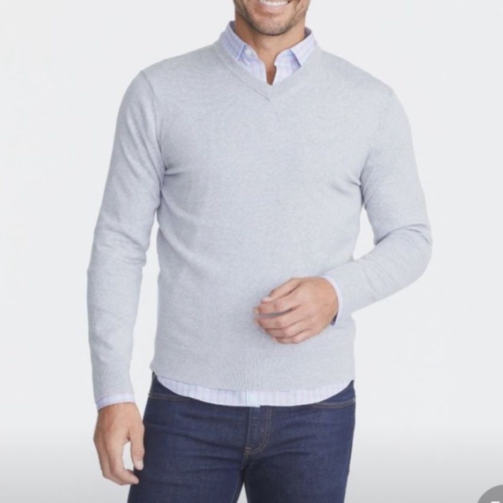 Sonoma Men’s V-Neck Sweater Heather Gray Cotton in Size XXL